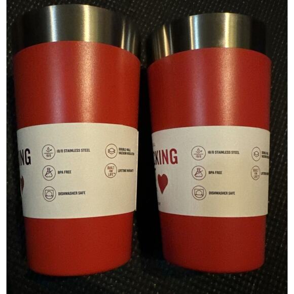 STANLEY Stacking Pint 16 OZ Cups Glasses Tumblers (2) Valentine's Day Red No Lid - Picture 7 of 7